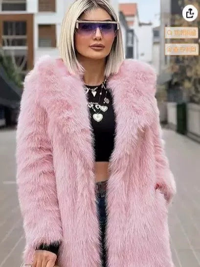 imitation fox fur coat in winter