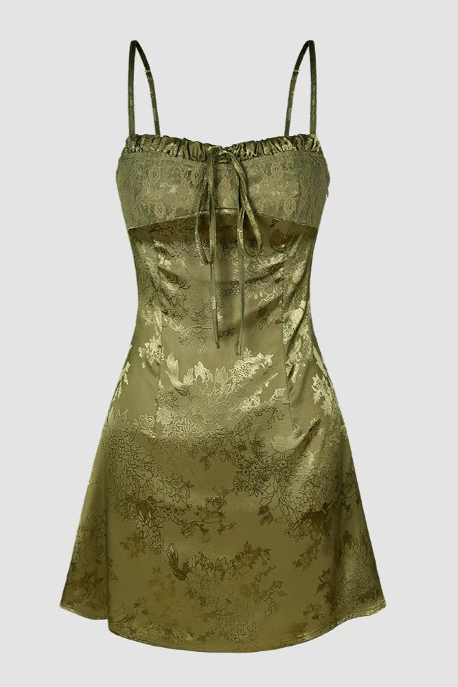 jacquard satin splicing lace resort glossy dress