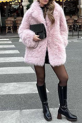 Lily Faux Fur Fur Jacket Mid-length Warm Coat