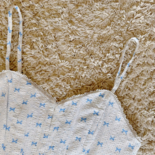 bow  textured high-waisted short suspender