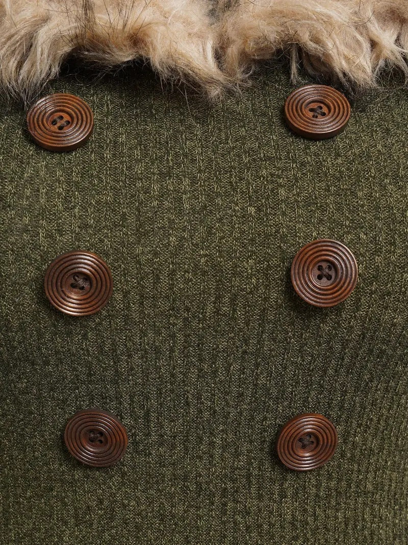 Christmas Ladies Retro Long Sleeve Plush Splicing Dress