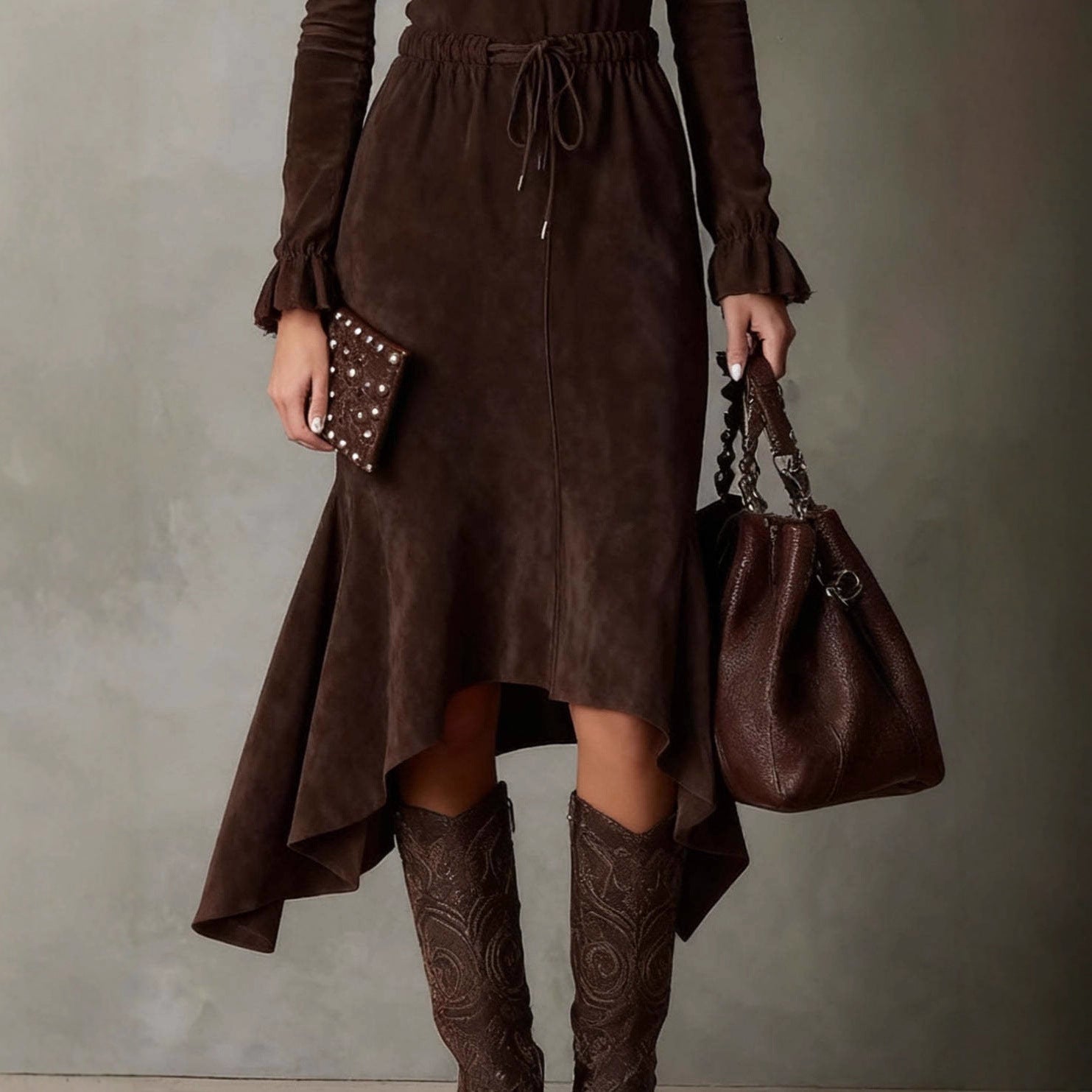 Double-sided cashmere midi dress