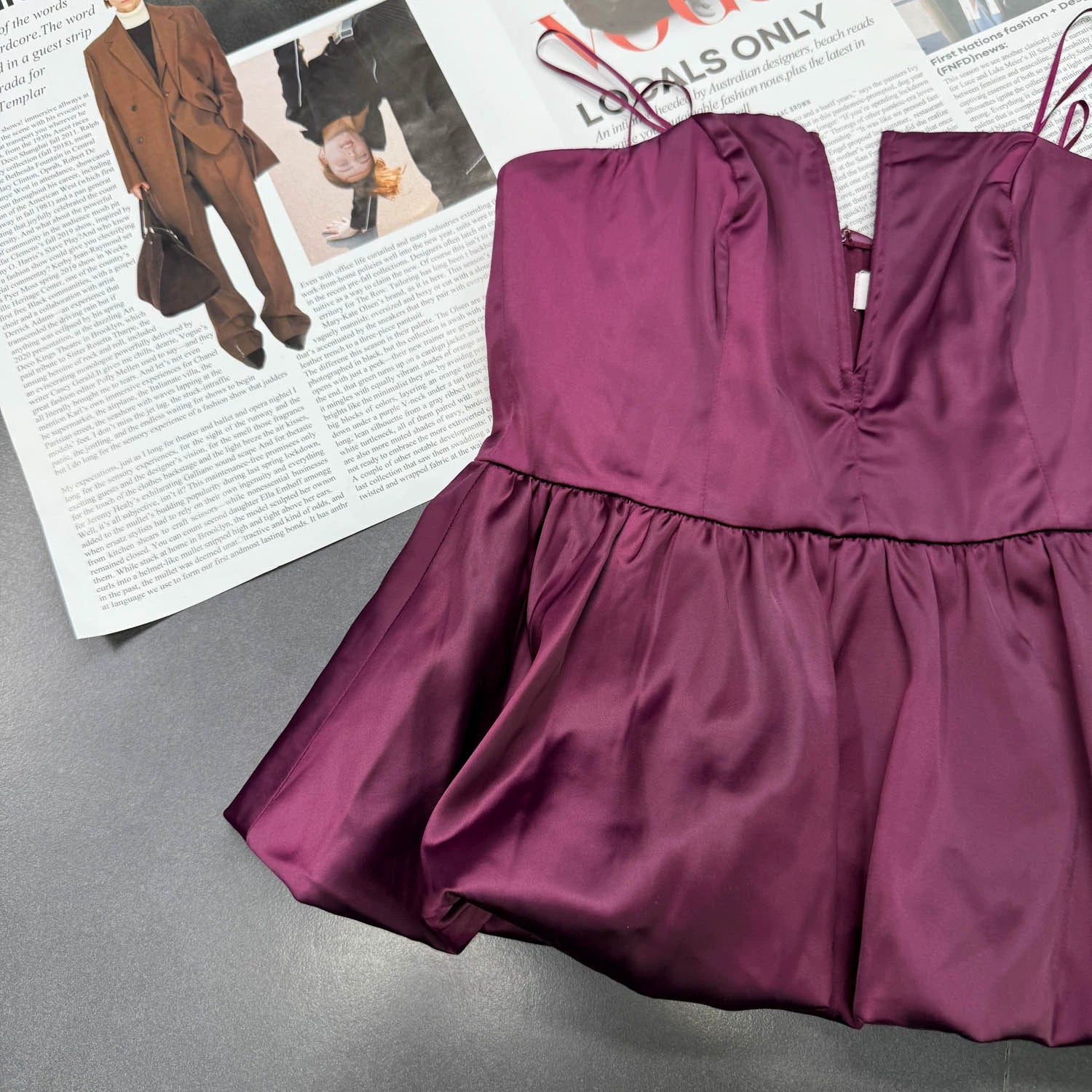 purple satin bandeau flower bud small top