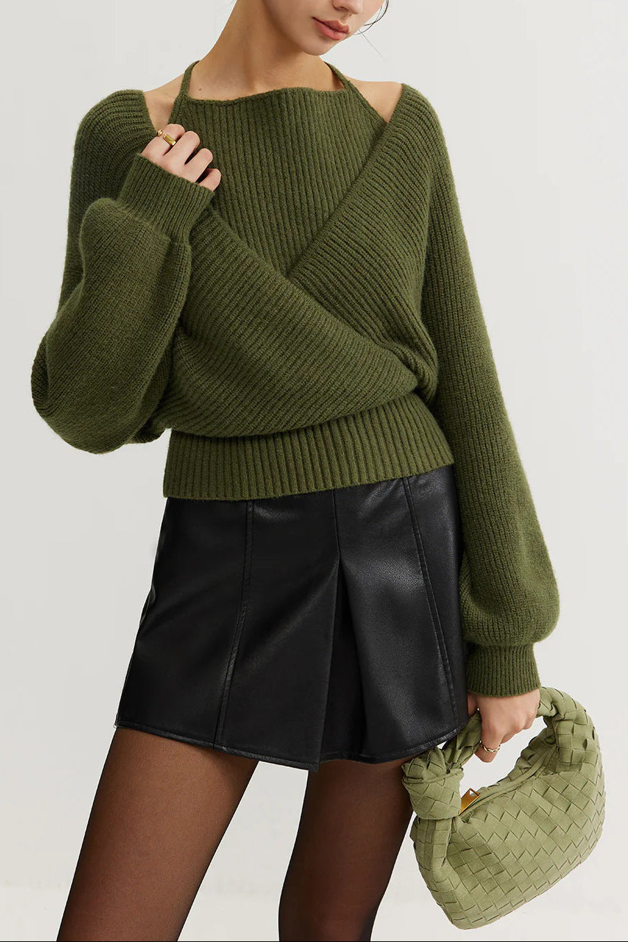 V-neck fake Shirt collar knitted sweaters