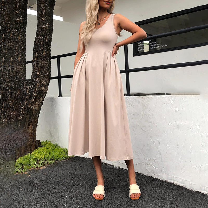 helen white Pocket Pleated maxi Dress