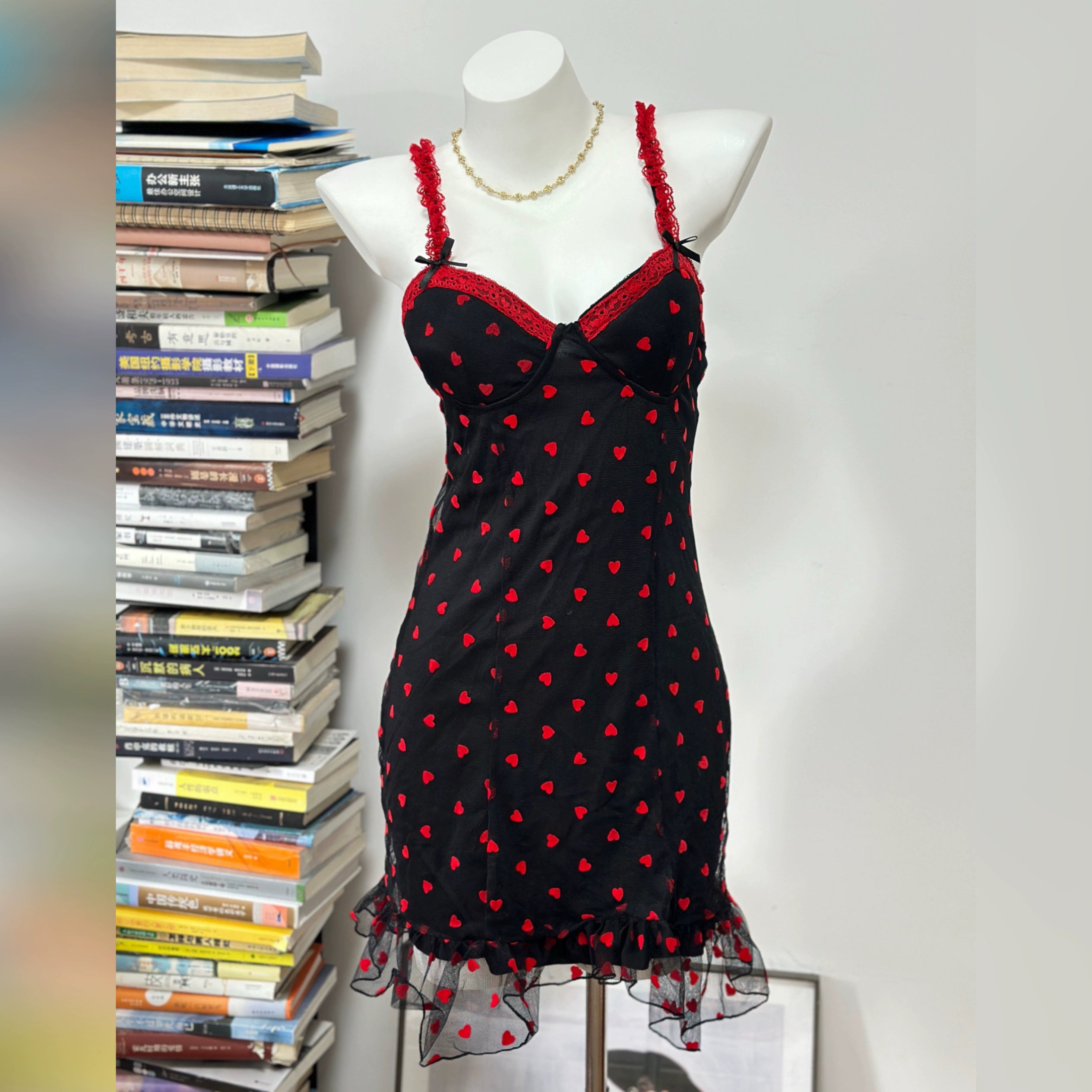 Flocked Love Mesh Slip Dress