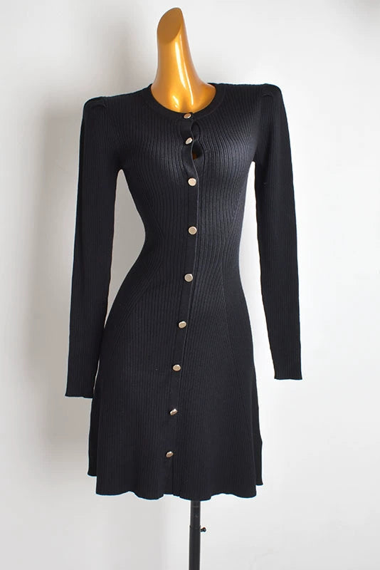 long-sleeved pullover knitted dress
