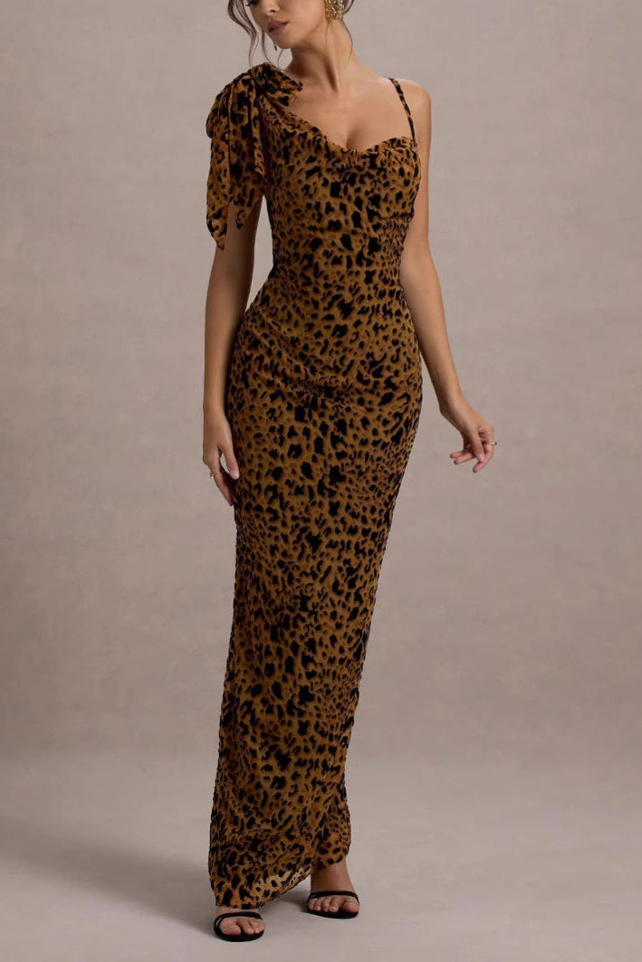 Leopard print slip maxi dress