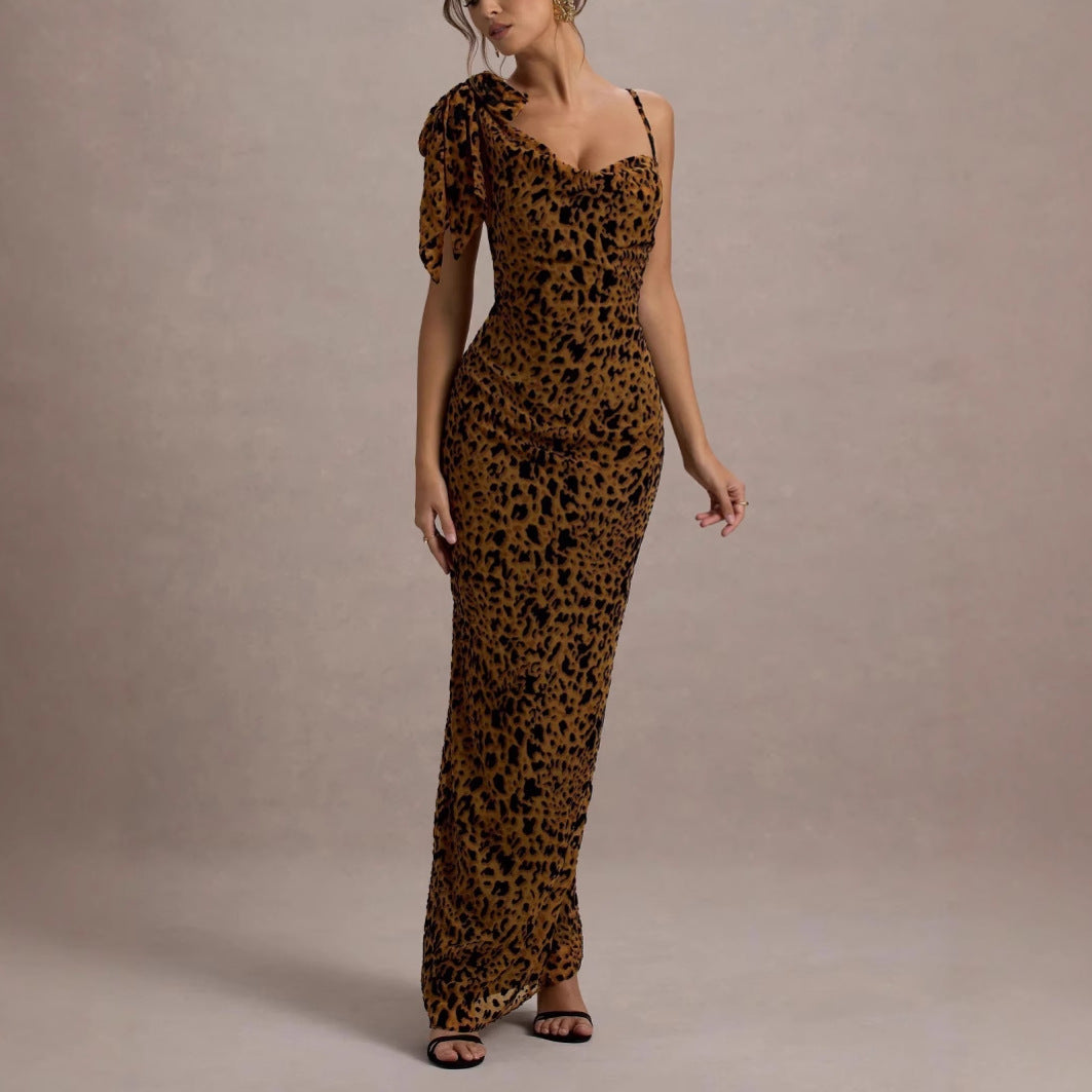 Leopard print halter bodycon skirt