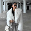 imitation fox fur cropped fur coats with artificial large fur collars