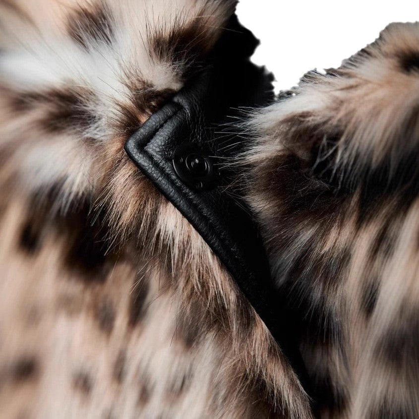 Leopard print faux fur coat