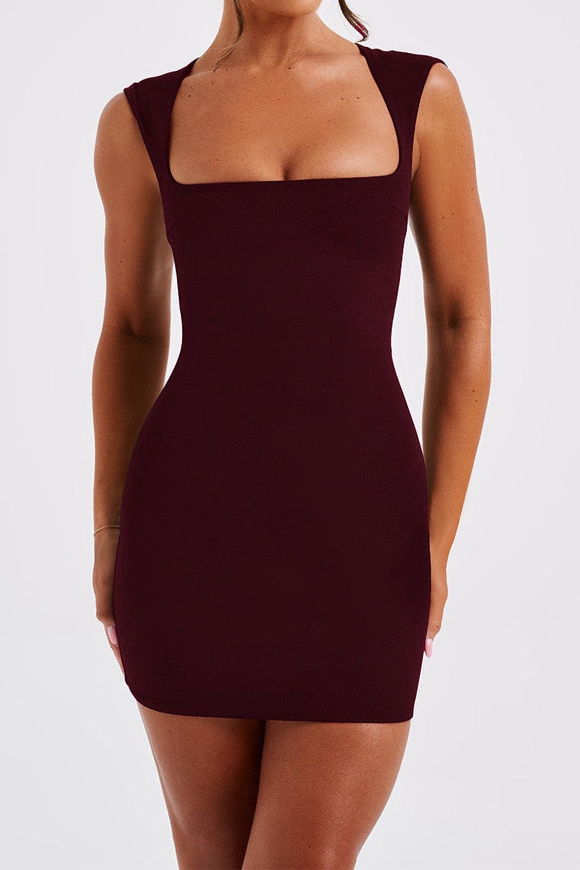 red wine buttocks mini dress