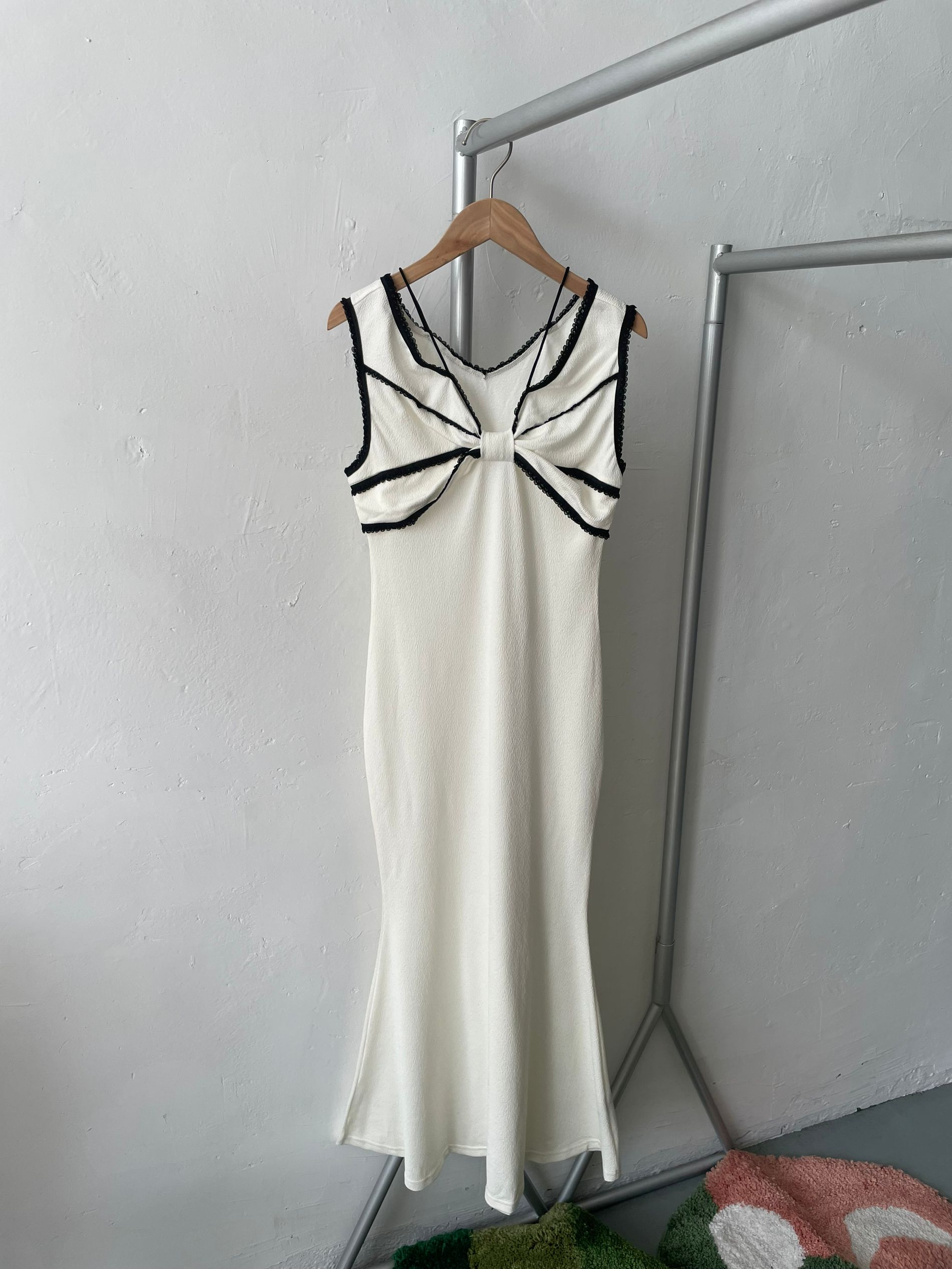 white butterfly design midi dress