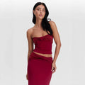 cecilia red strapless two-piece set