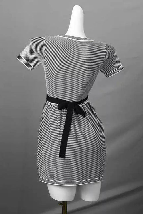 crew neck striped  knitted dress