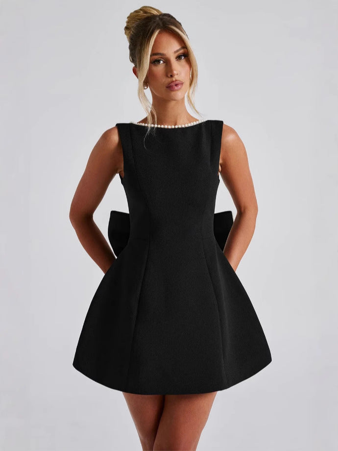 penny black Pearl bow short A-line mini dress