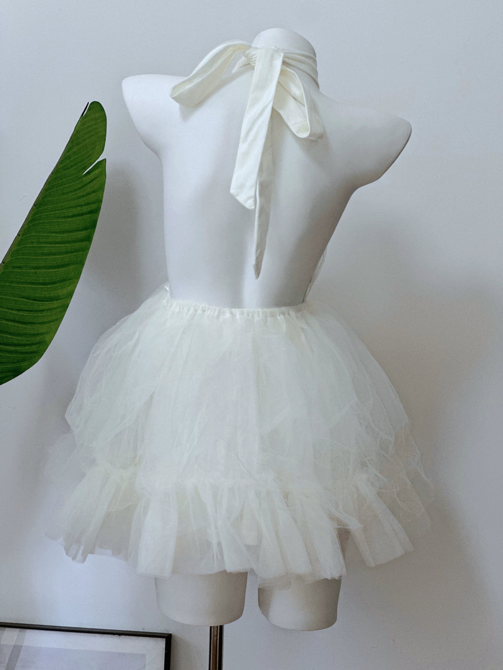 White Mesh Halter Neck Mini Dress