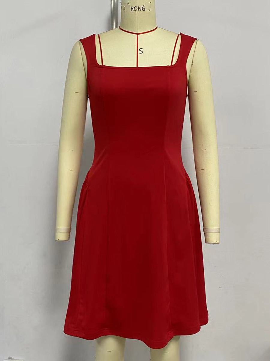 bernice red Mini slip dress