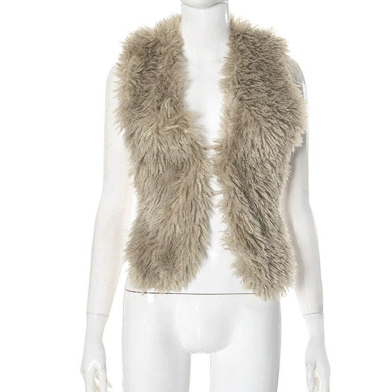 wool faux fur vest shawl