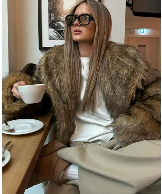lapel imitation fur jackets