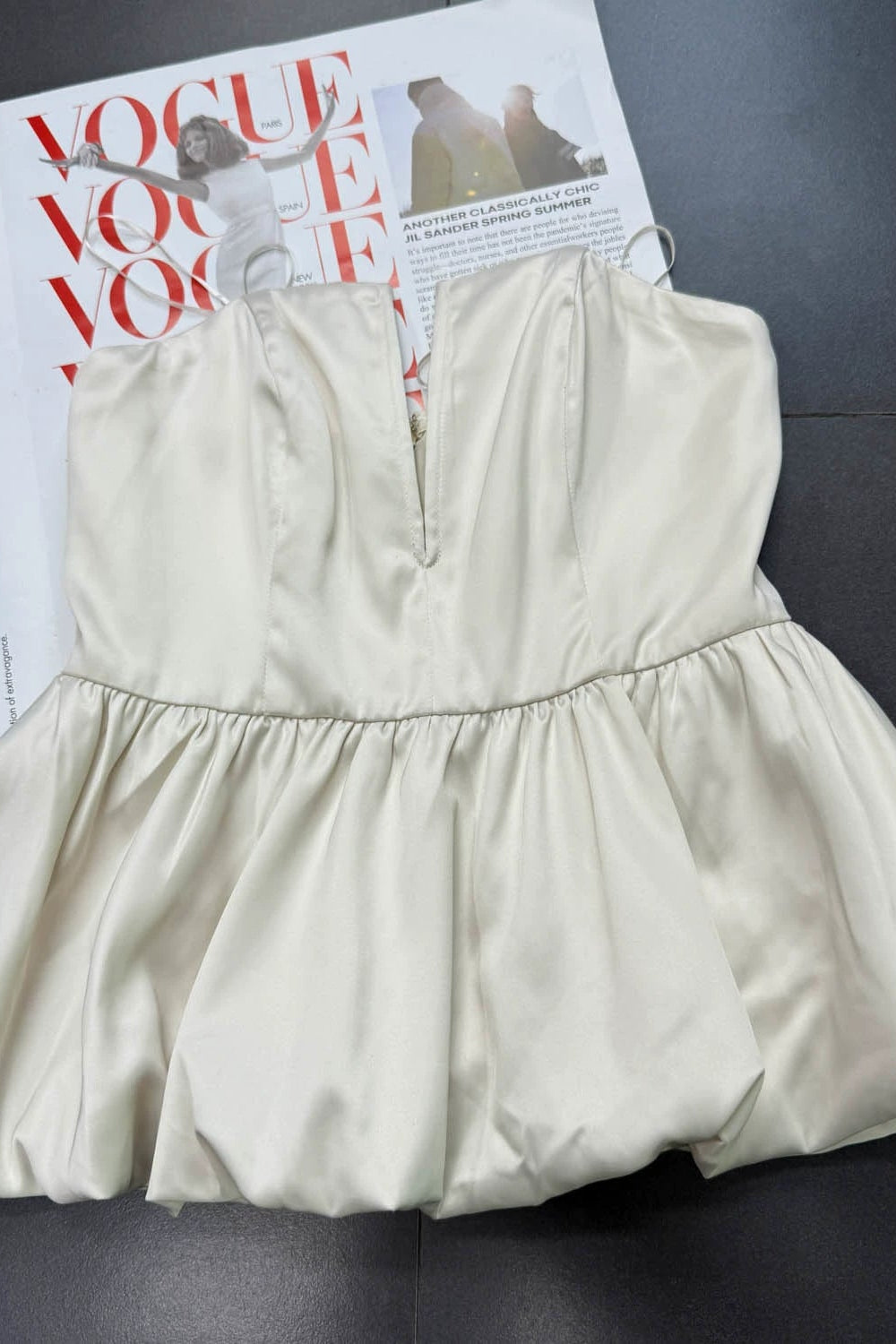 white satin bandeau flower bud small top