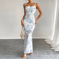 Floral print high-waisted maxi dress