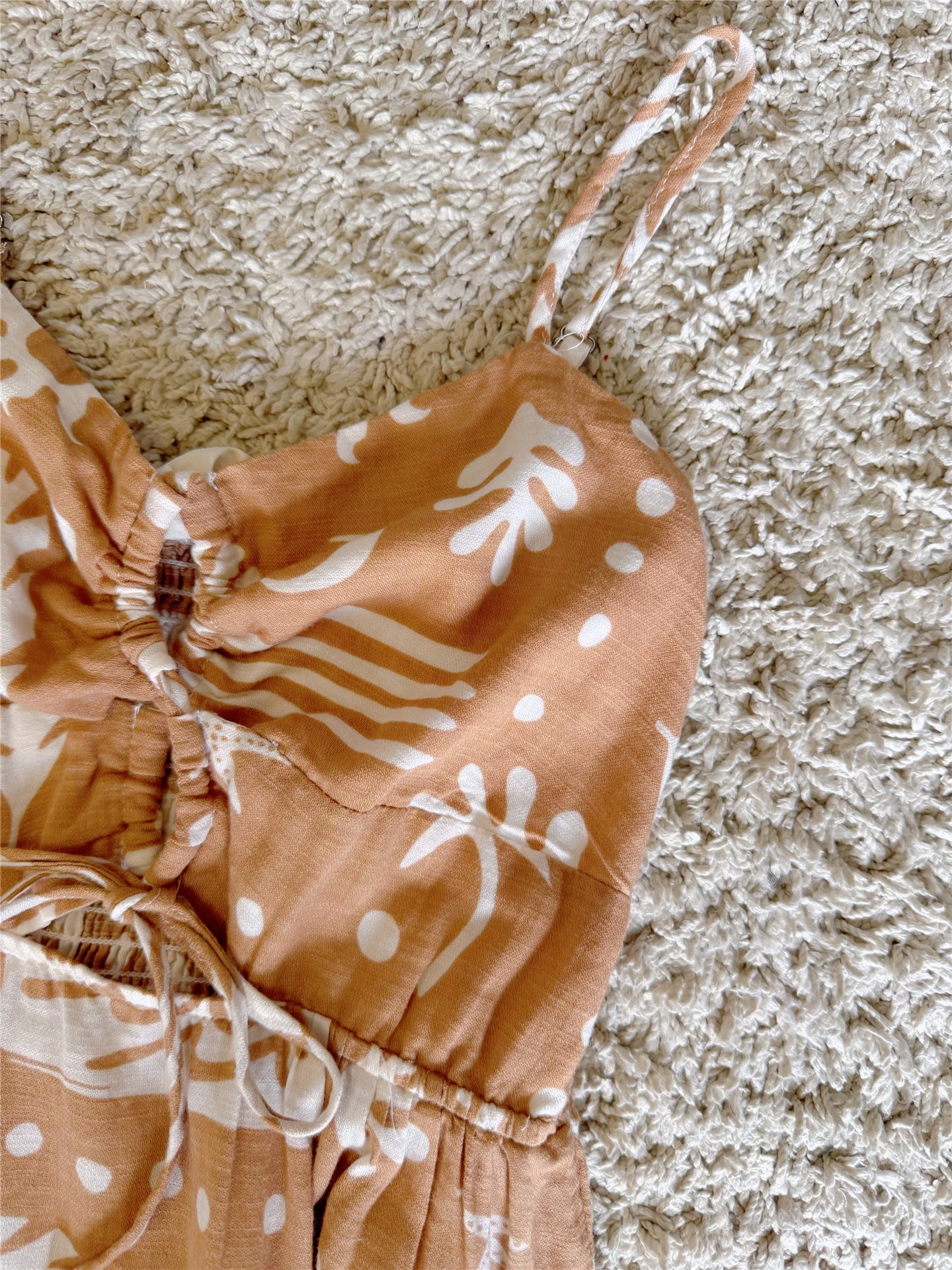 cut-out beaded lace-up yarn slip dress