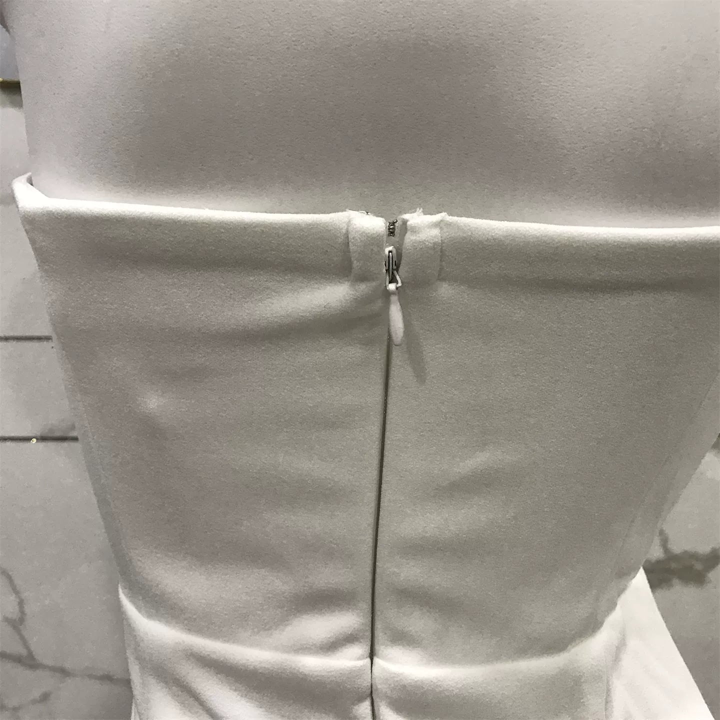 white bandeau hollow slit dress