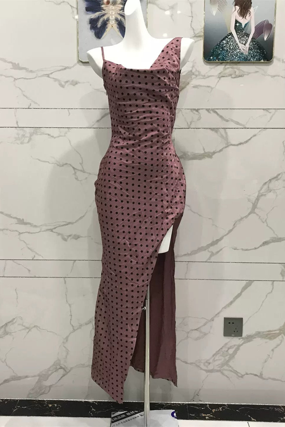 polka dot print swing collar dress