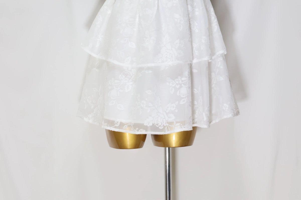 white chiffon jacquard min dress