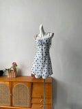 blue vintage floral slip mini dress
