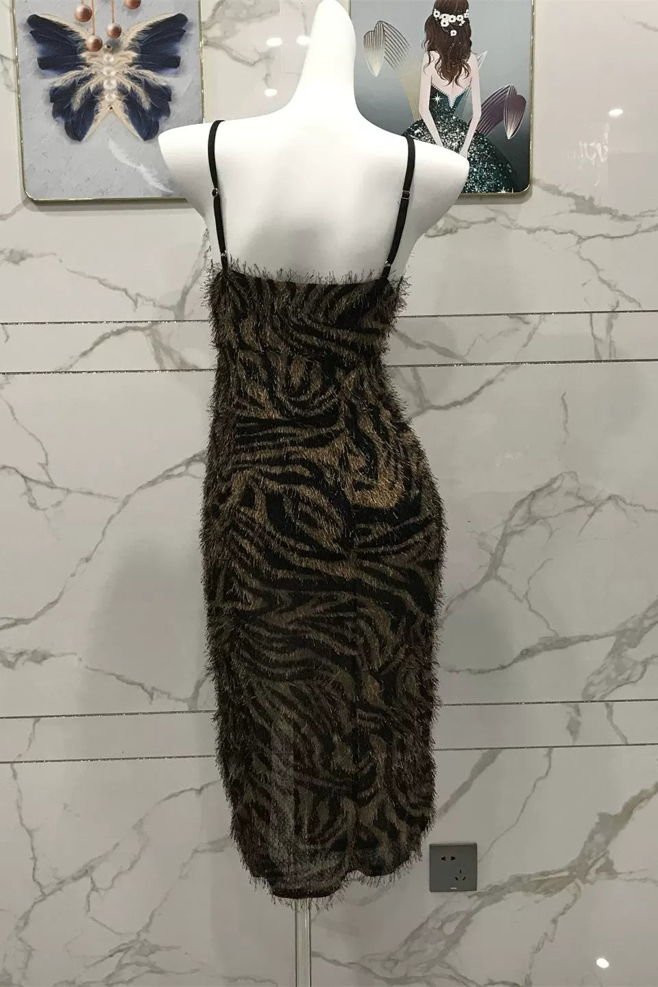 open back wool slip hip slit dress