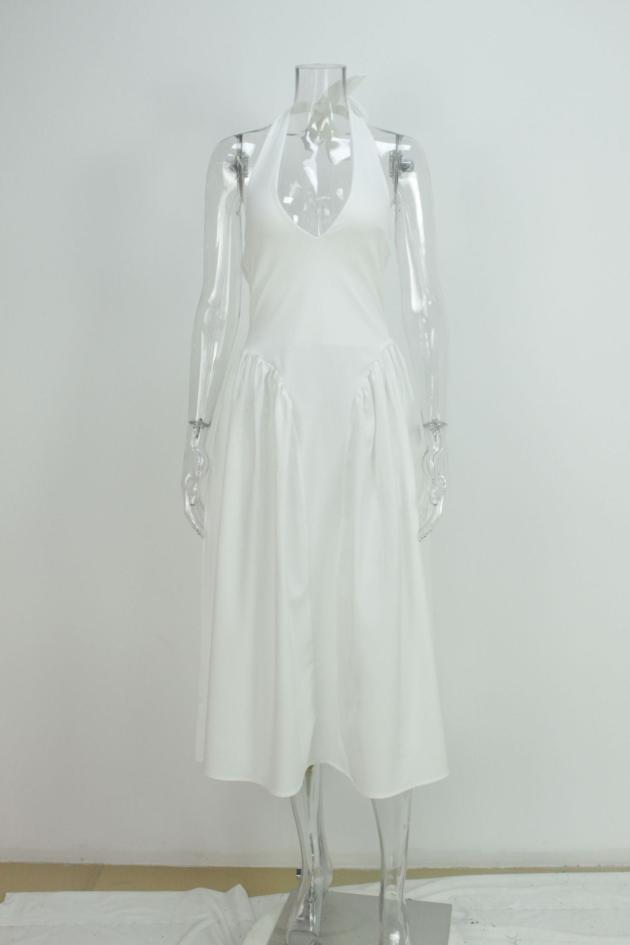 White V-neck spaghetti strap dress