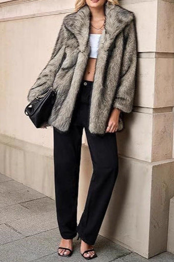Luxe Faux Fur Mid-Length Blazer Jacket