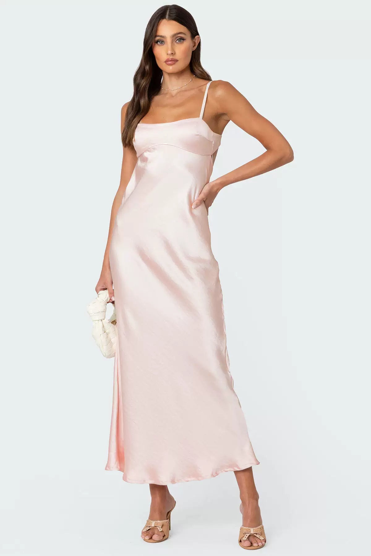 pink backless maxi dress