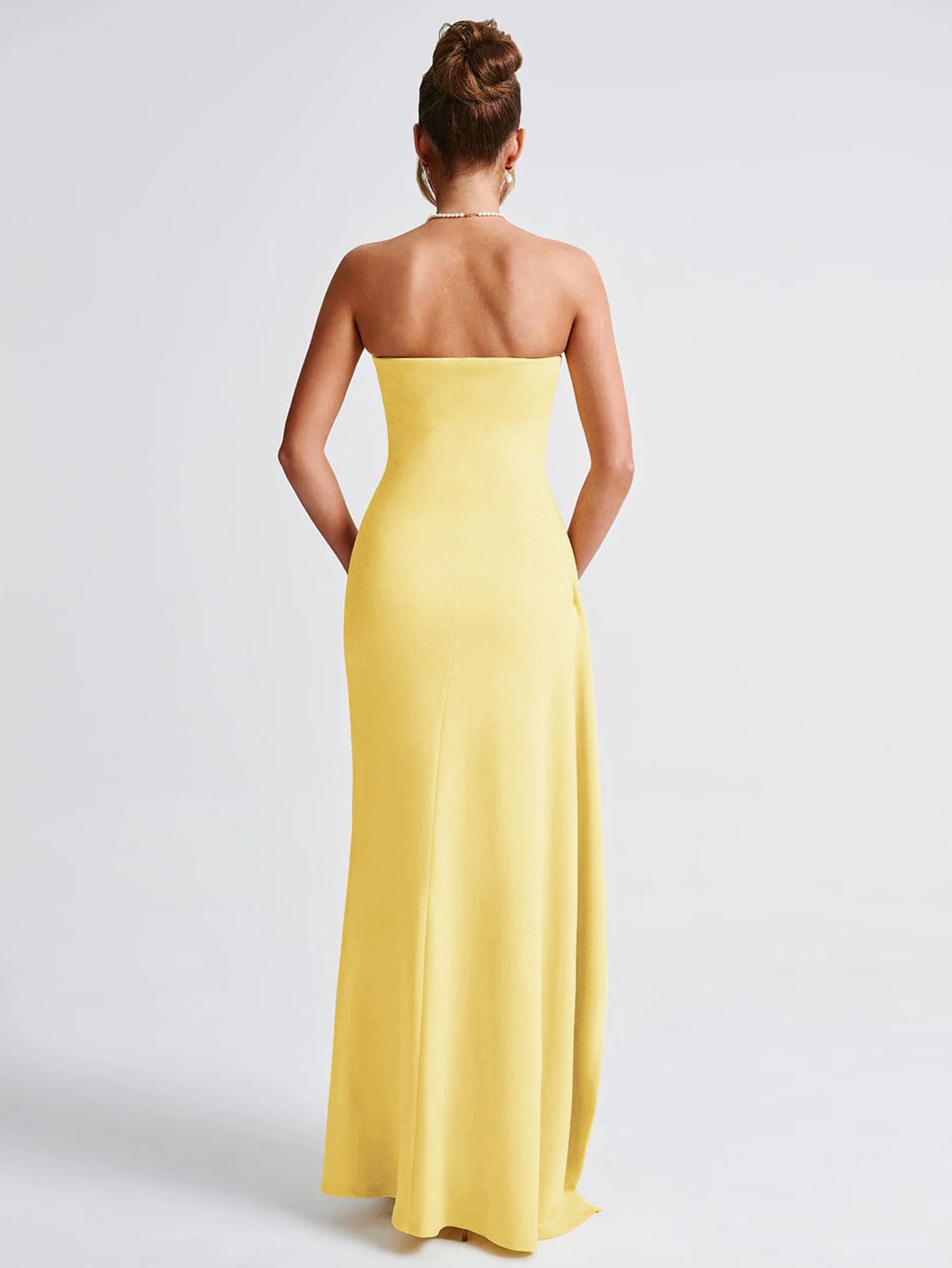 yellow Side-slit irregular bodycon dress