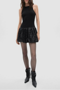 black lantern skirt sleeveless sequin dress