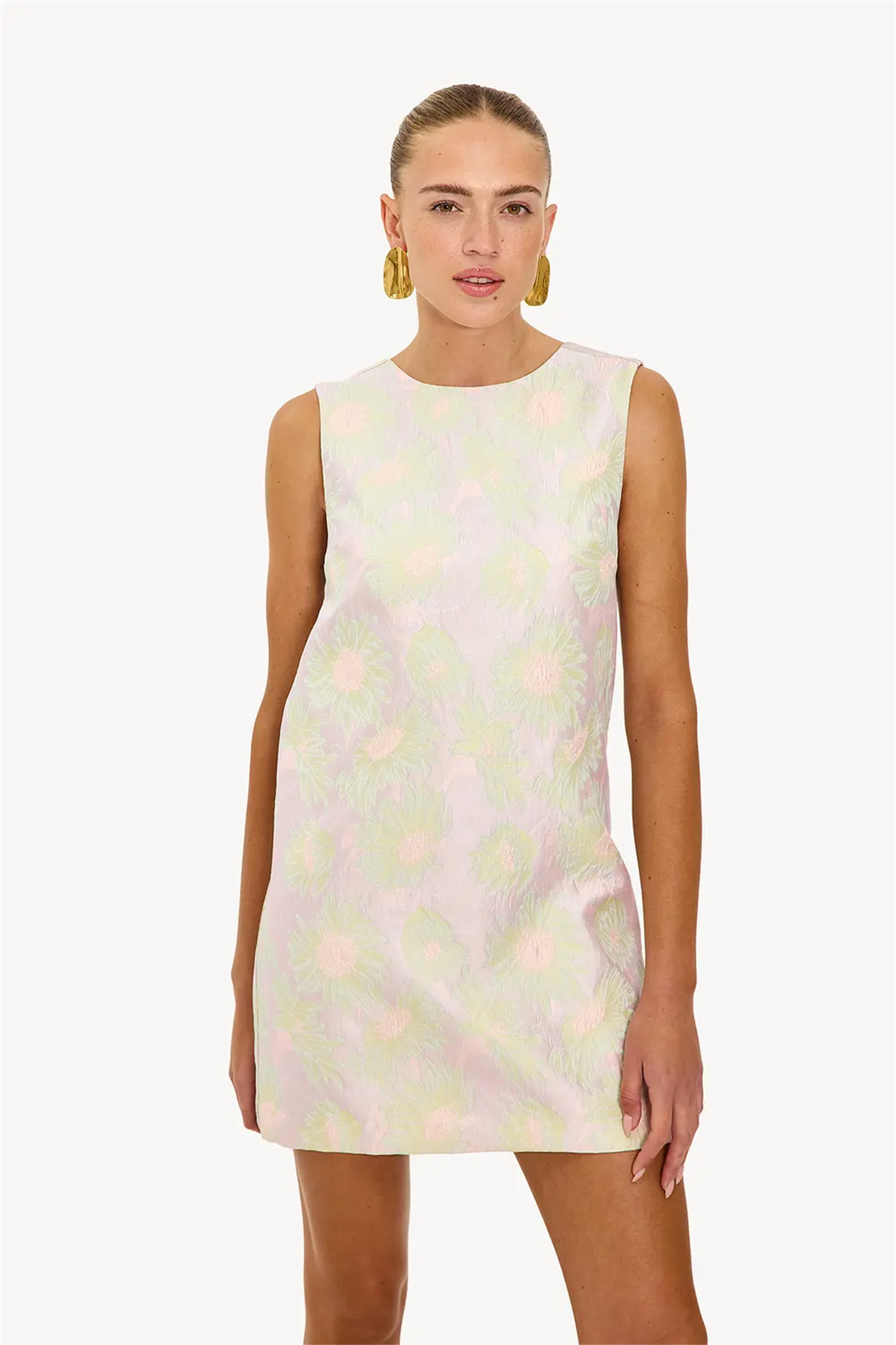 light purple printed open back bow loose dress