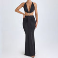 Hollow-out backless deep V-neck dress