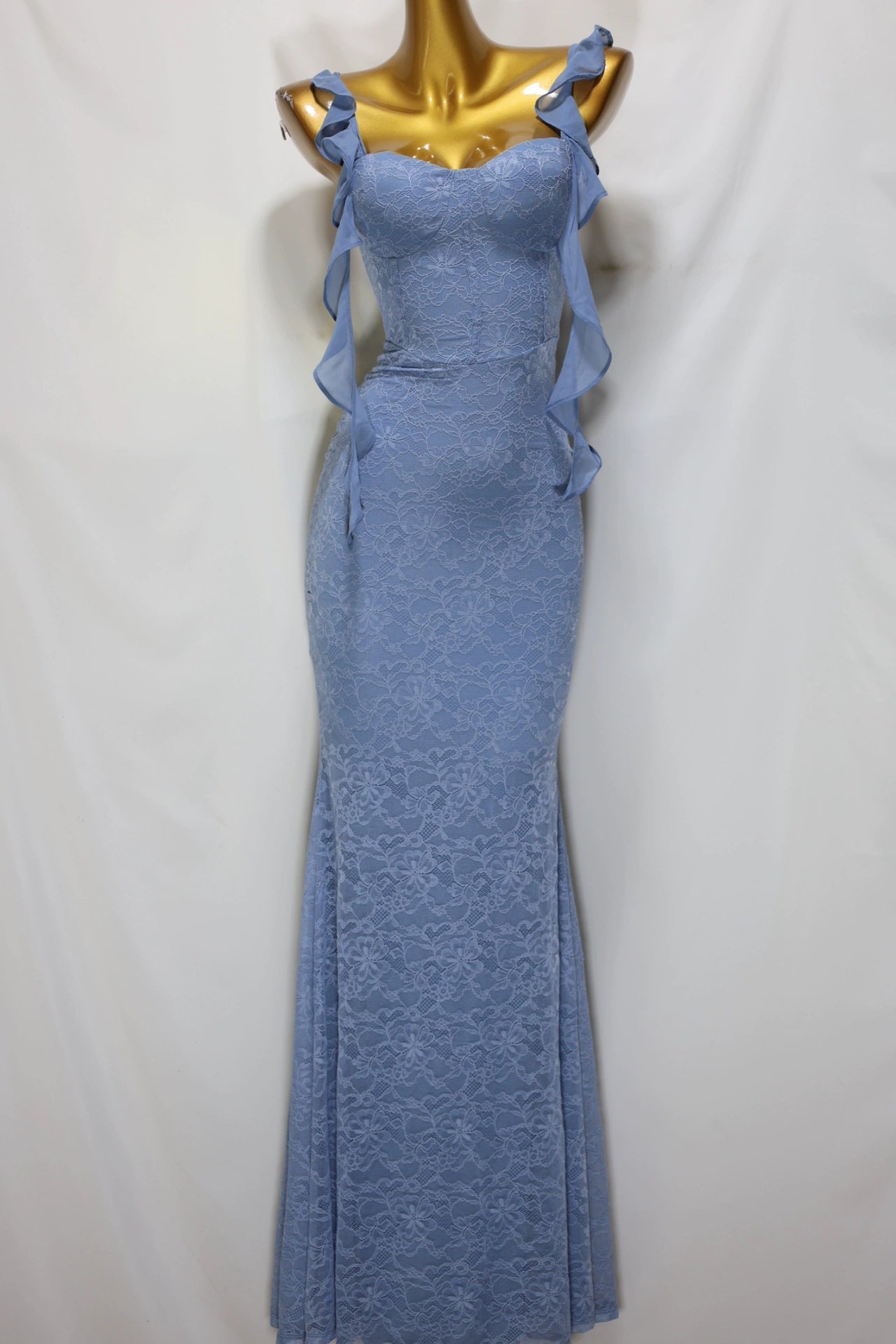 blue suspenders maxi dress