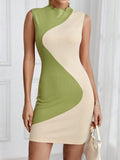 miriam Color-blocked bodycon mini dress