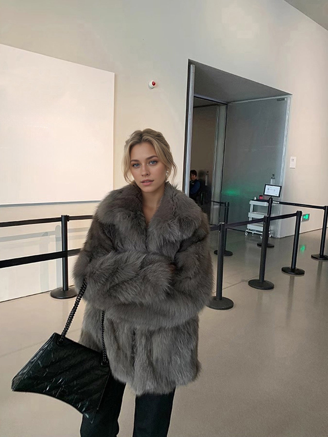 imitation fox fur thickened jacket