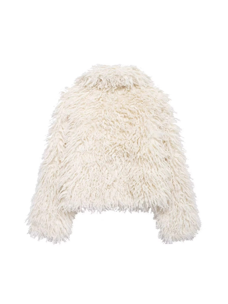 Fur Faux Wool Long Sleeve Jacket