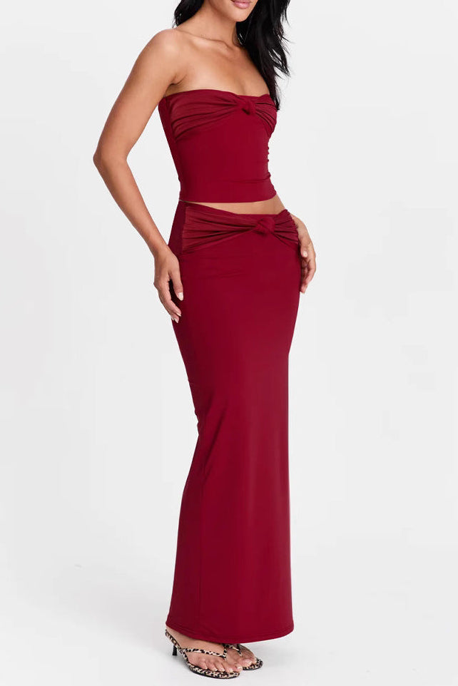 alison red Strapless two-piece set