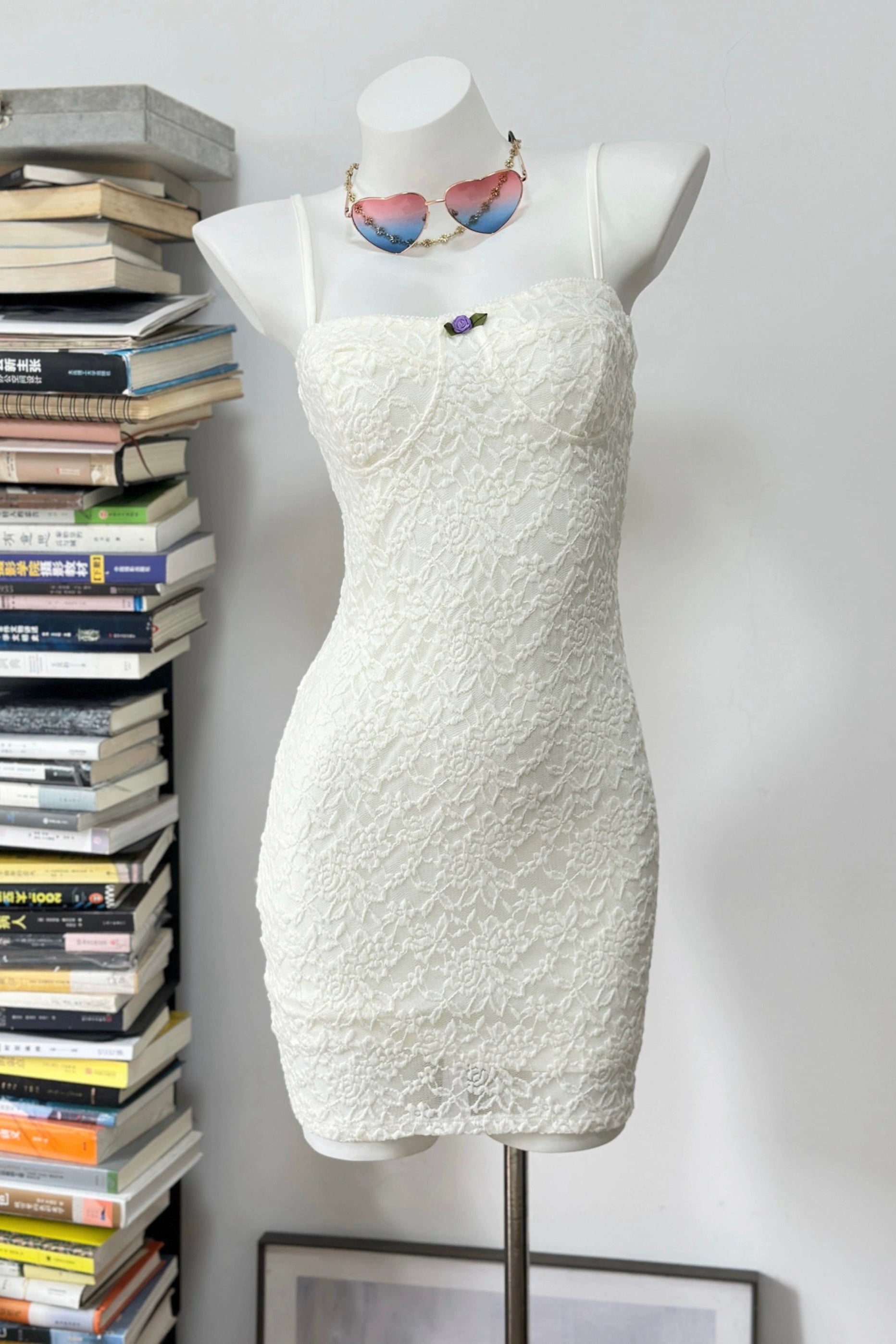 white lace slip min dress