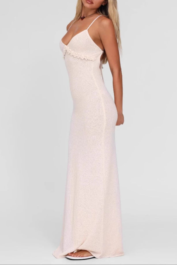 white suspender hip maxi dress