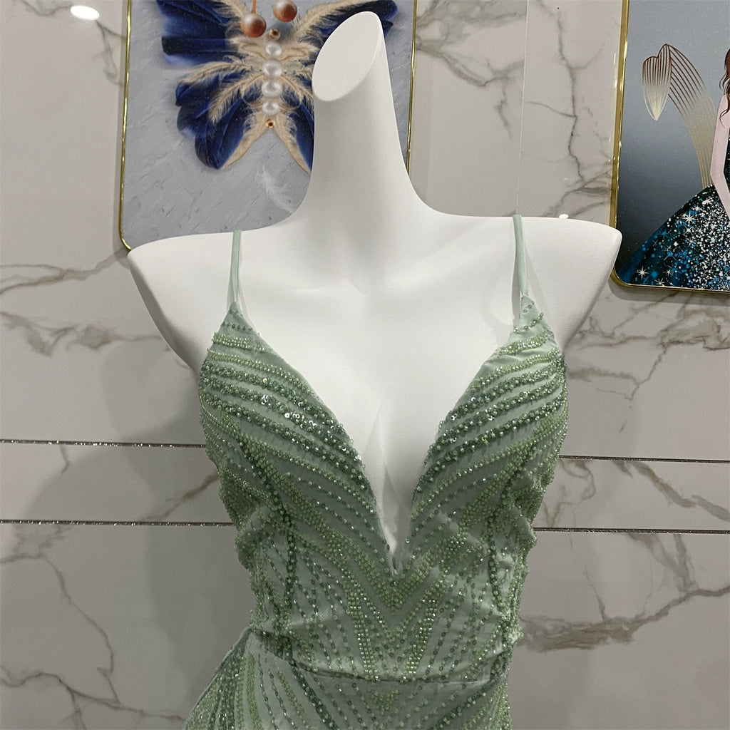 open back beaded mini dress