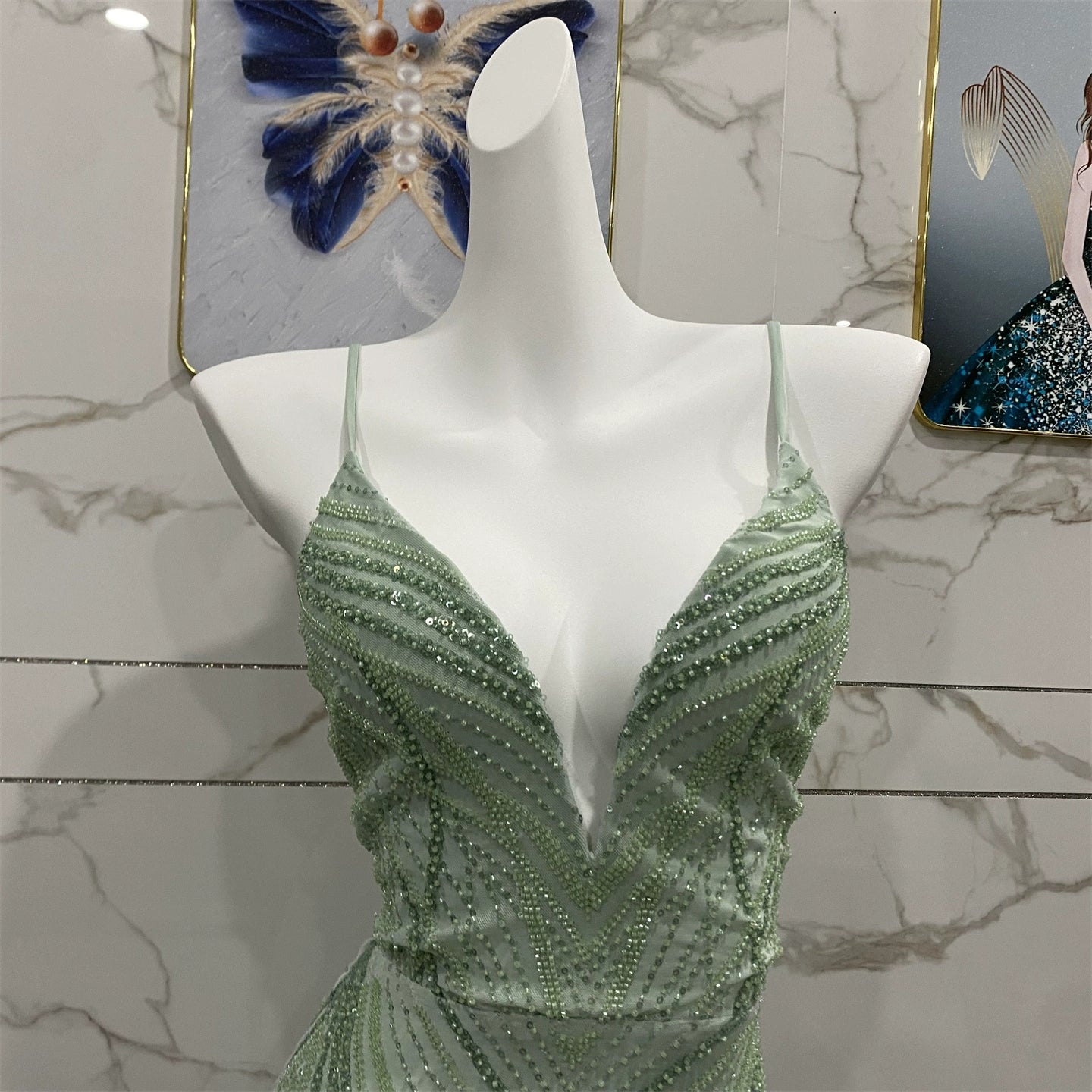 open back beaded mini dress