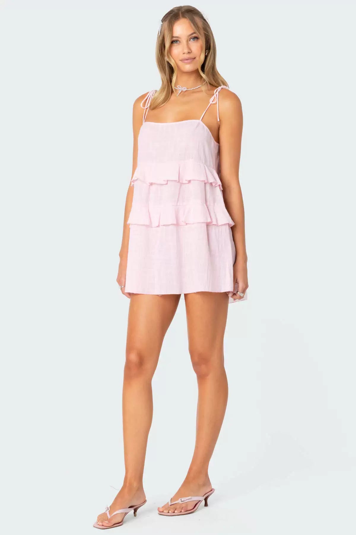 pink camisole mini dress
