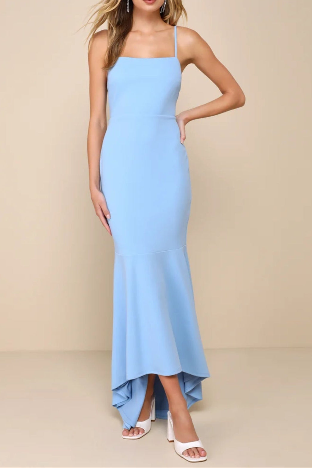 light blue mermaid  midi dress